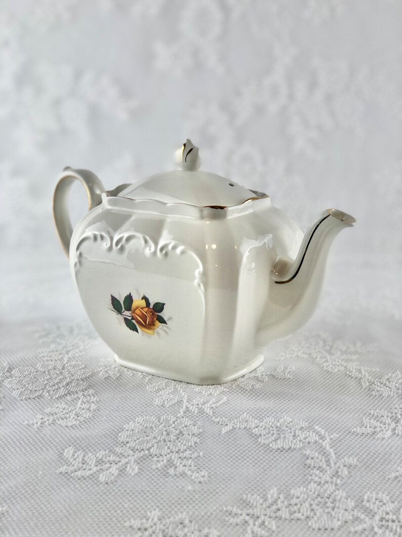 Sadler Cube Teapot Yellow Roses Vintage Teapot High Tea Etsy