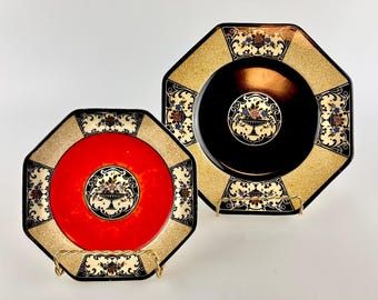 Platos antiguos Wedgwood, Nanette rojo y negro, juego de 2