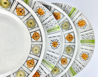 Platos vintage desiguales para postre, pan y mantequilla, de Kathie Winkle, juego de 4, Broadhurst, hechos en Inglaterra, Ironstone, Michelle, Capri