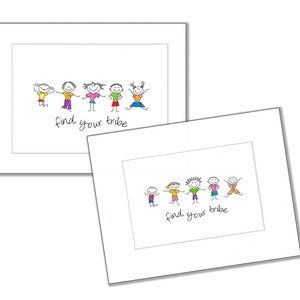 Find Your Tribe, Line Art Print, People, Friends, Tribe, She/Her/Hers, He/Him/His. Any occasion, Gift, Card