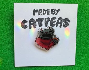 Cat "MY ORANGE" Handmade Resin & Shrink Plastic Pin || Catpeas Corner