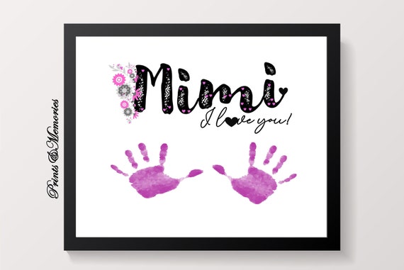 mimiページ Gift for Mimi, I/we Love You Mimi Handprint Art, Mother's Day
