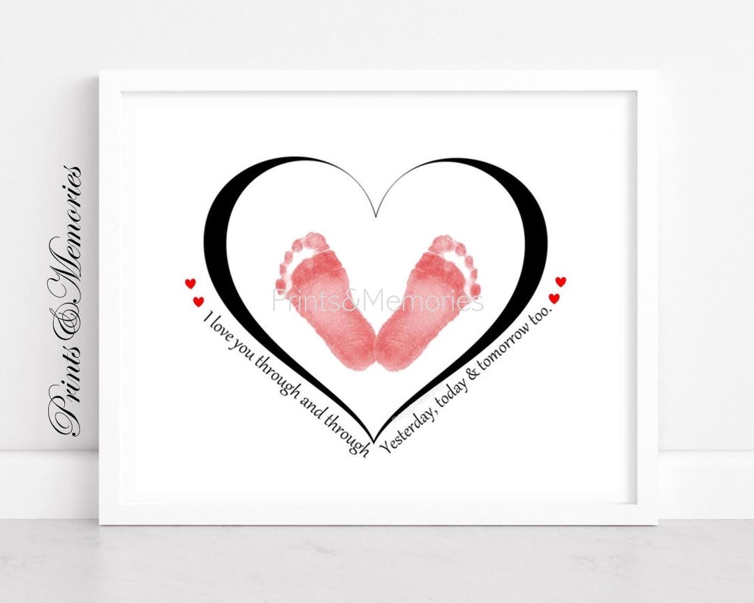 Valentines Footprint Art, I Love You Poem, Baby Keepsake (digital ...