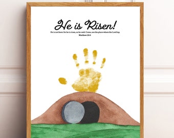 He is Risen, Matthew 28:6, Easter craft for kids, Empty Tomb, Sunday School Class activity, Christ-centered activity, Resurrection, Easter.