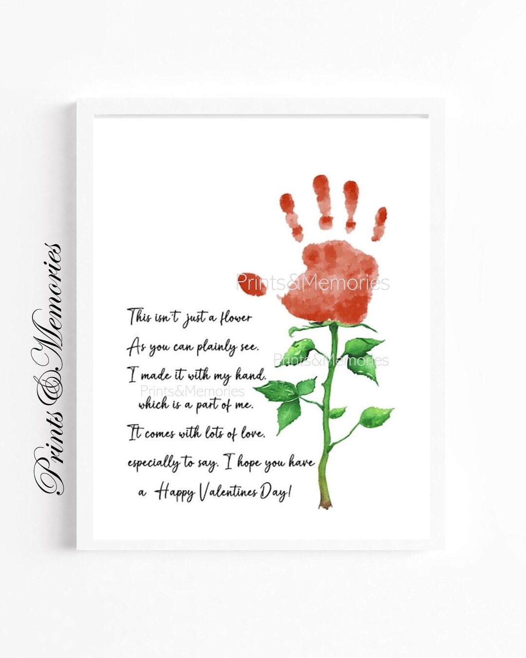 Valentine's Day Handprint Craft for Kids, Flower Art Craft Printable ...