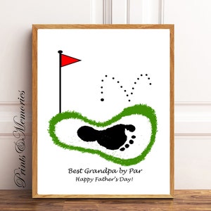 O melhor avô por Par, presente de Dia dos Pais para o avô, arte de pegada de golfe, artesanato para bebês e crianças pequenas, cartão de arte DIY, presente de neto.