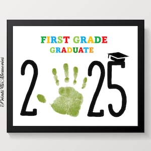 Ricordo artistico con impronte di mani per la laurea in prima elementare: stampabile fai da te (download digitale)