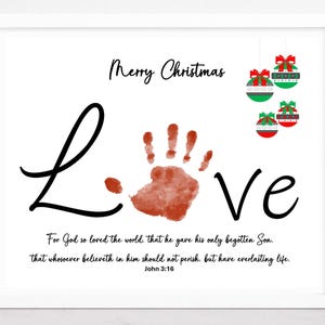 Weihnachts Handabdruck, Johannes 3:16, Liebe Handabdruck, Religiös, Christlicher Fokus, Sonntagsschule Klasse Aktivität, Geschenk für Eltern, Großeltern
