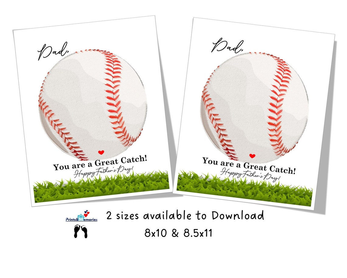 Baseball Handprint Great Catch Handprint Father's Day - Etsy
