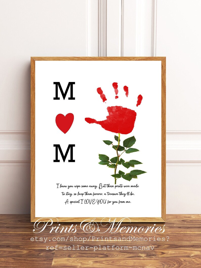 Gift for Mom Mom Gift Flower Handprint Valentine's Day Etsy