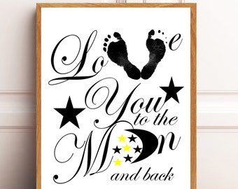 File digitale, Ti amo alla luna e viceversa, Bambino Footprint Keepsake, Nursery Wall Art, impronta fai da te, Download istantaneo, 8x10