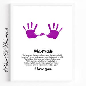Impression de l'art de la main de maman, poème d'art de l'empreinte de la main, cadeau de fête des mères/anniversaire, art mural empreinte de main, artisanat pour bébé en bas âge, art imprimable, carte de bricolage.
