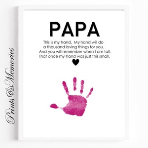 Gift for Papa, Father's Day Handprint art, Papa Handprint Poem, DIY card.