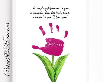 Arte con impronte di mani e fiori: regalo fai da te per bambini (download digitale)