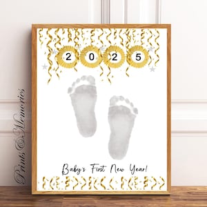 Baby&#39;s First New Year 2025 Keepsake: Footprint Art (Digital File)