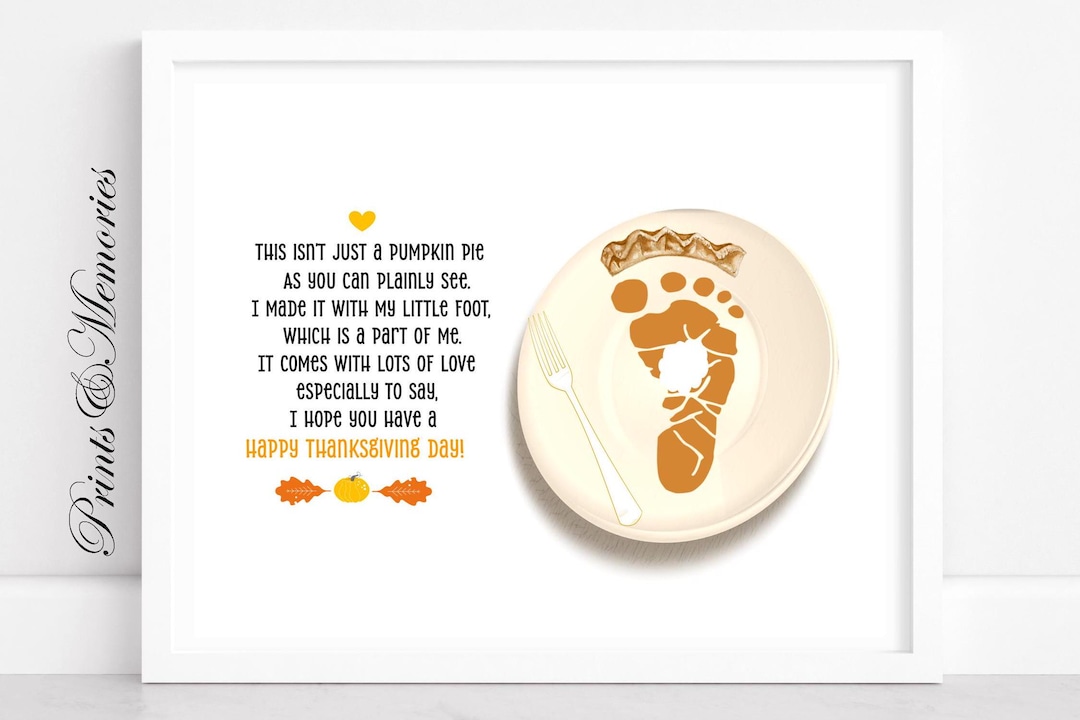 Thanksgiving Footprint Art Printable, Pumpkin Pie Poem Keepsake Craft ...