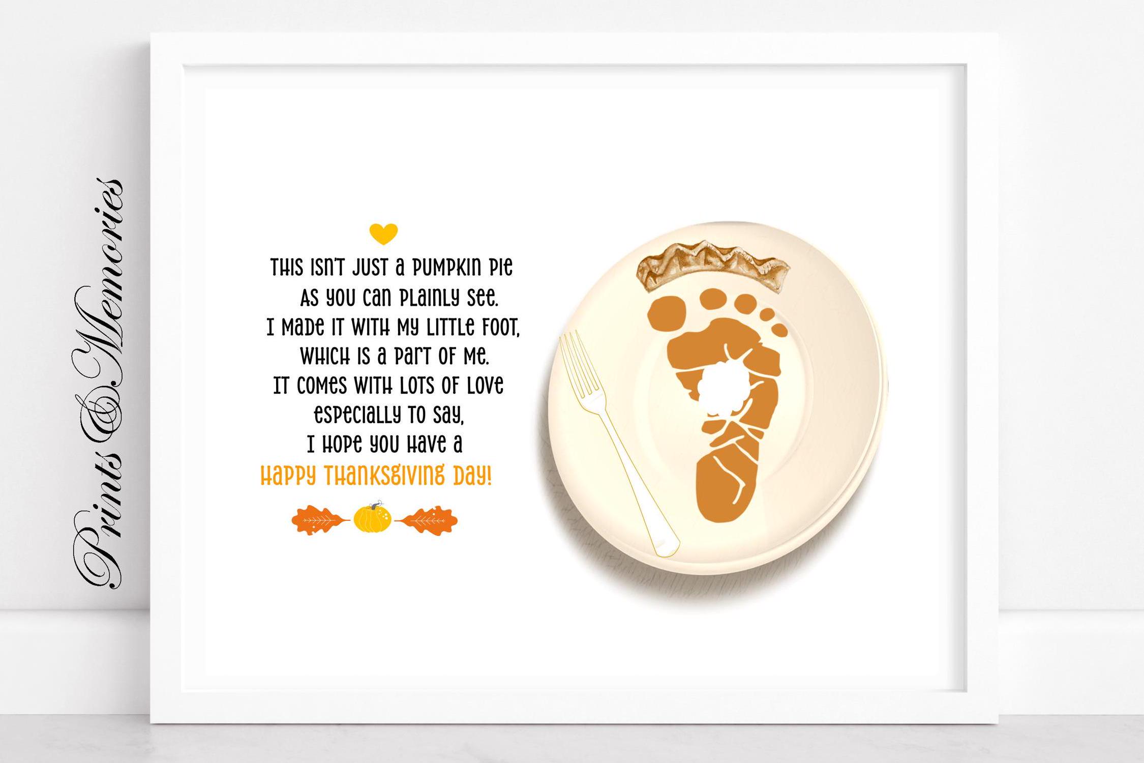 Thanksgiving Footprint Art Printable, Pumpkin Pie Poem Keepsake…