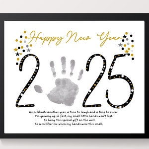 Happy New Year 2025, Handprint Art, New Year Poem, Handprint Craft New Year, Memory Keepsake, Baby Toddler Kid Handprint.