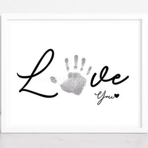 Handprint art, Love Handprint Printable, gift for mom, dad, grandparents, DIY Handprint art Keepsake, Baby toddler kid craft.