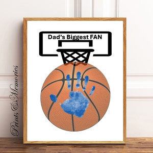 Basketball Dad Geschenk Handabdruck Kunst, Vatertagsgeschenk für Kinder, DIY Handabdruck Kunst, Dad's Biggest Fan.
