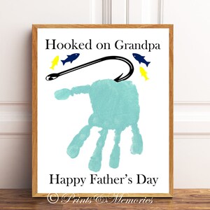 Hooked on Grandpa Printables,Happy Father's Day, Father's Day Gift, Gift for grandpa, Handprints, Diy Handprints, INSTANT DOWNLOAD. image 1