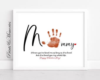 Valentines day gift for mom, Mommy Handprint art Poem Keepsake, DIY card, Digital Download