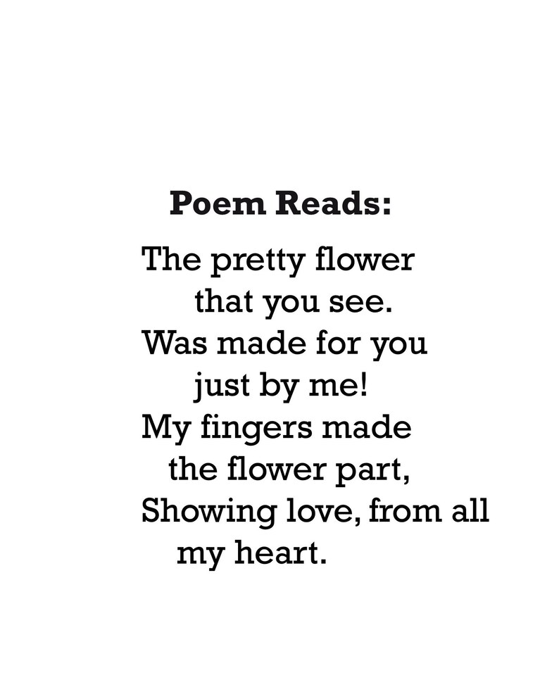 Mother's Day Flower Handprint Art Poem Pretty Flower Etsy