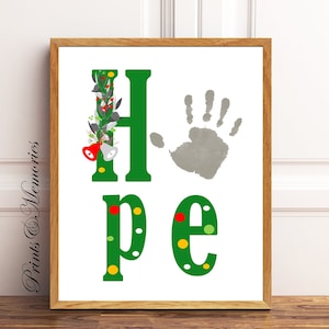 Hope Christmas Handprint art, artesanía navideña para niños pequeños, tarjeta de arte DIY, recuerdo de regalo de Navidad