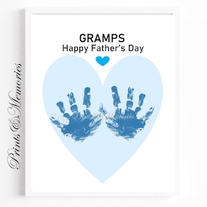 Cadeau pour grand-père, empreinte de main d'art pour la fête des pères, artisanat de grand-père, cadeau d'un bébé enfant en bas âge. Carte souvenir empreinte de main, cadeau de fête des pères.