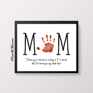 Poème de maman, cadeau pour maman, oeuvre d'art empreinte de main, fête des mères/cadeau d'anniversaire/carte cadeau bricolage, artisanat d'empreinte de main. Souvenir d'artisanat pour bébé et tout-petit.