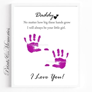 Vatertag Handabdruck: Daddys kleines Mädchen/Junge Andenken (Digitaler Download)
