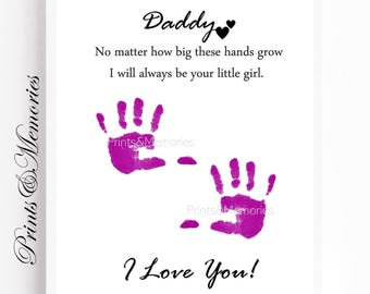 Daddy&#39;s Little Girl or Boy Handprint | Father&#39;s Day Gift from Child | Printable Keepsake | DIY Handprint Art | Birthday Gift for Dad