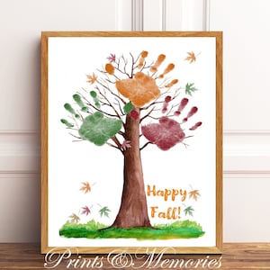 Water Color Tree Handprint /Fingerprint  Art , Fall Craft, baby, toddler, Preschool, Kids, Family Activity, Happy Fall Keepsake.