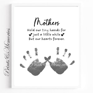 Mother&#39;s hold our tiny hands quote, Handprint art keepsake, Mother&#39;s Day Handprint craft for kids, Printable Template, DIY Handprint art.