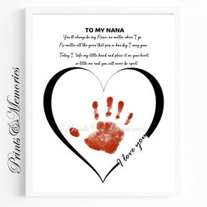 To my Nana, Grandma, Mimi, Gigi, Mamaw, Poem Handprint art, DIY Karte, Muttertag/Geburtstag Geschenk für Nana von Baby Kleinkind Kind, 5 Optionen.