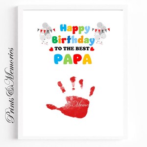 Presente de aniversário para papai, cartão de aniversário faça você mesmo, arte de impressão de mão, artesanato para bebês e crianças pequenas, irmão, presente infantil para papai.