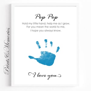 Cadeau pour Pop Pop/Pops, poème Hold my hand, souvenir artistique empreinte de main, empreinte de carte à faire soi-même, créations artisanales pour bébé en bas âge, cadeau fête des pères/anniversaire