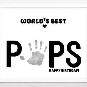 Pops Presente de aniversário Arte de impressão de mão, Melhor artesanato Pops do mundo, presente de neto, cartão faça você mesmo, Modelo para impressão. Artesanato para bebês e crianças.