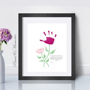 Hübsches Blumen-Handabdruck-Gedicht, Muttertagsgeschenk, DIY-Handabdruck-Kunst, Baby-Andenken, Basteln für Kleinkinder, Geschenk für Mama, Großmütter, Tante.