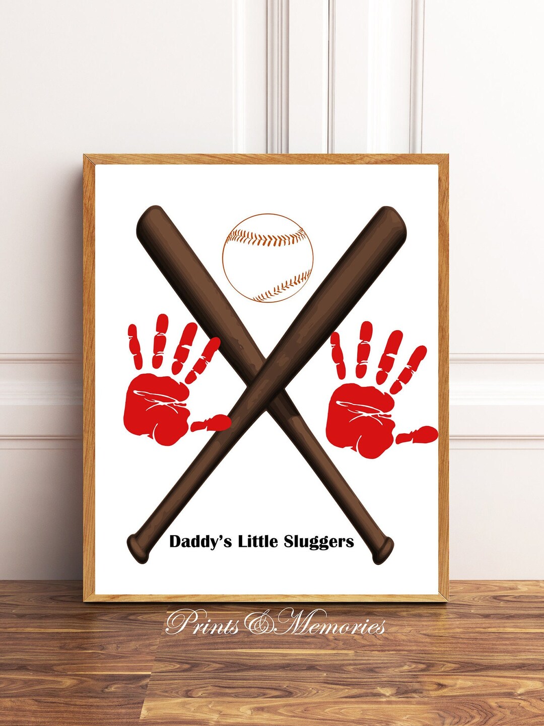 Daddy's Little Sluggers Handprint Art, Father's Day Gift for Dad