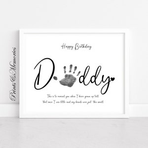 Birthday Day gift for Daddy, Handprint art, Daddy Poem art. DIY card, baby toddler handprint.