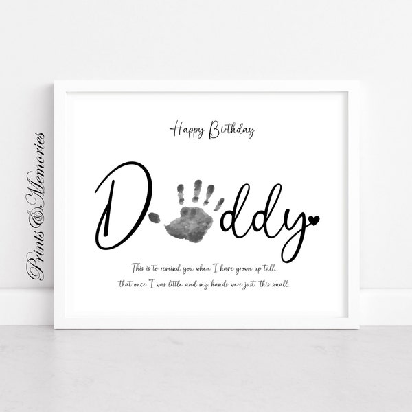 Birthday Day gift for Daddy, Handprint art, Daddy Poem art. DIY card, baby toddler handprint.