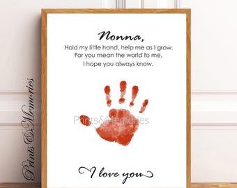 Nonna/Nona Handprint art, Mother's Day/Birthday gift, Nonna Handprint craft, DIY  art card, Baby toddler kid art. Printable, gift for Nonna.