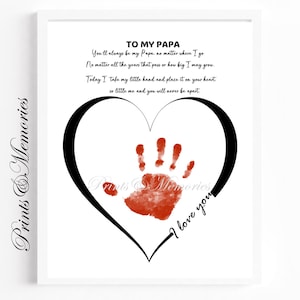 Regalo para papá, poema con huella de mano para mi papá, regalo del Día del Padre de mi nieto, recuerdo artístico con huella de mano hecho a mano.