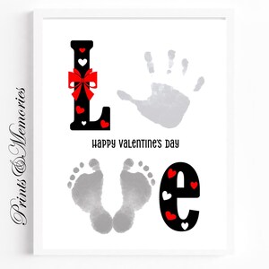Love Valentines Handprint Footprint Art, Valentine's Day Craft, Baby ...