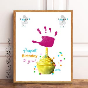 Artisanat d'anniversaire pour enfants, carte empreinte de main à faire soi-même, meilleur anniversaire pour vous, cadeau d'un bébé en bas âge, cadeau pour maman, tante, grand-mère, enseignante.