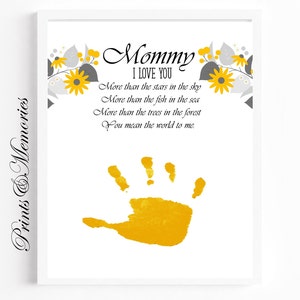Mama Handabdruck Kunst, Muttertagsabdruck Kunst, Baby Kleinkind Kind Handwerk, DIY Handabdruck Kunstkarte, Geschenk für Mama.