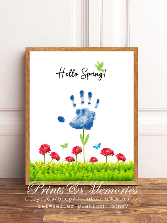 Hello Spring Flower Handprint Art Spring Craft for Kids Baby