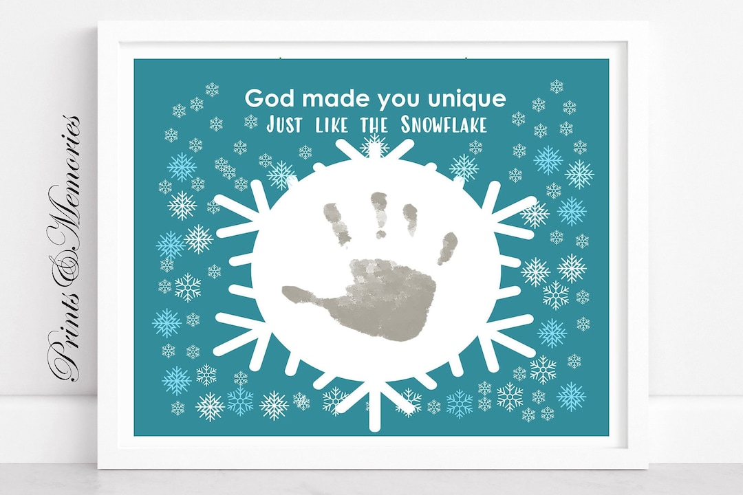 Christmas Winter Craft, Snowflake Handprint Art, God Made You Unique ...