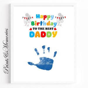Regalo de cumpleaños para papá, arte con huellas de manos, manualidad para bebés y niños pequeños, hermano, regalo para niños, tarjeta de cumpleaños de bricolaje, manualidad con huellas de manos, imprimible.